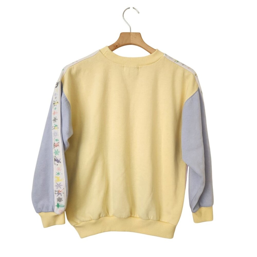 Vintage Magnet Pastel Colorblock Crewneck Sweatshirt Ski Winter Cabincore Cute - Picture 3 of 11